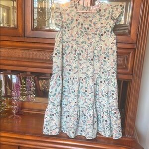 Charming Floral Kids Dress in Green and Pink